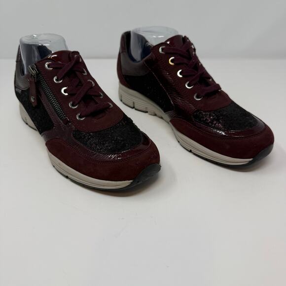 Mephisto YLONA Sneakers Women's 8.5 Marron Patent Leather Accents Metallic - Picture 3 of 13